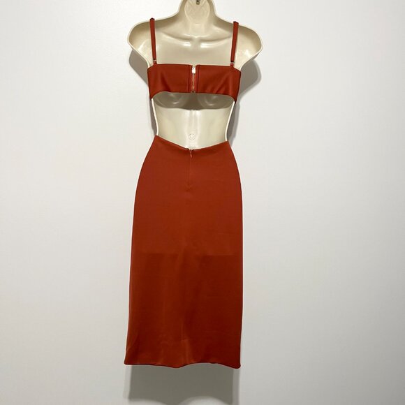 Showpo Womens Open Back Midi Dress Size 8 Burnt Orange Evening Party Date Night - Picture 2 of 7